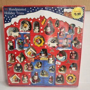 Vintage Woolworths Holiday Trim Christmas Tree Ornaments Handpainted 36 Pc's NOS